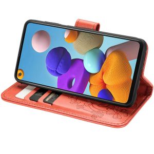 Kleeblumen Klapphülle Samsung Galaxy A21s - Rot