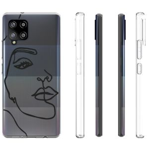 iMoshion Design Hülle Galaxy A42 - Abstraktes Gesicht - Schwarz