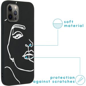 iMoshion Design Hülle iPhone 12 Pro Max - Abstraktes Gesicht - Weiß