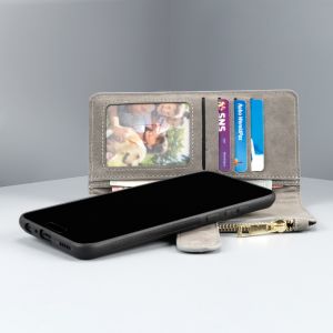Luxuriöse Portemonnaie-Klapphülle Grau für das Samsung Galaxy A41