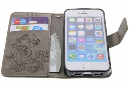 Kleeblumen Klapphülle Grau für iPhone 5/5s/SE