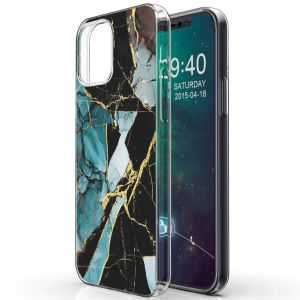 iMoshion Design Hülle iPhone 12 (Pro) - Marmor - Blau