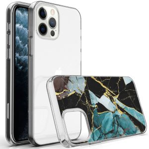 iMoshion Design Hülle iPhone 12 (Pro) - Marmor - Blau