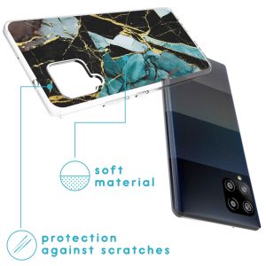 iMoshion Design Hülle Samsung Galaxy A42 - Marmor - Blau