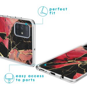 iMoshion Design Hülle Samsung Galaxy A71 - Marmor - Rot
