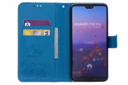 Kleeblumen Klapphülle Türkis für das Huawei P20 Pro