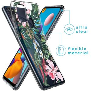 iMoshion Design Hülle Samsung Galaxy A21s - Dschungel - Grün / Rosa