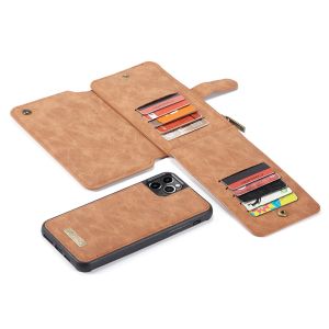CaseMe Luxuriöse 2-in-1 Portemonnaie-Klapphülle Braun für iPhone 11 Pro