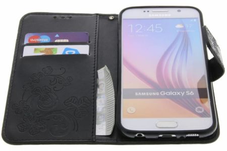 Kleeblumen Klapphülle Schwarz für Samsung Galaxy S6