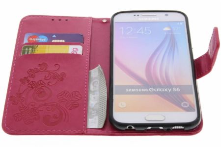 Kleeblumen Klapphülle Fuchsia für Samsung Galaxy S6