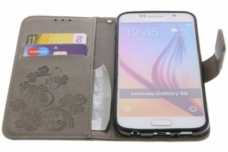 Kleeblumen Klapphülle Grau für Samsung Galaxy S6