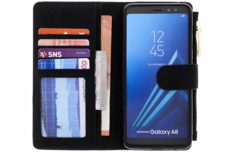 Schwarze Luxuriöse Portemonnaie-Klapphülle Samsung Galaxy A8 2018