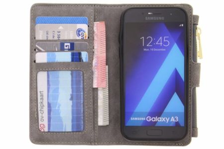 Graue luxuriöse Portemonnaie-Klapphülle Samsung Galaxy A3 (2017)