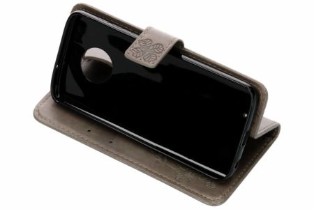 Kleeblumen Klapphülle Grau für Motorola Moto G6