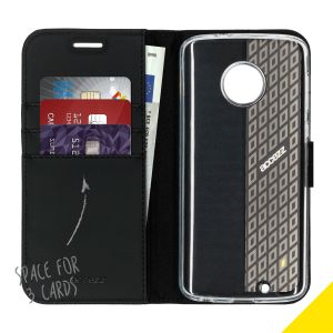 Accezz Schwarzes Wallet TPU Klapphülle für das Motorola Moto G6