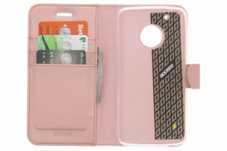 Accezz Rosafarbenes Wallet TPU Klapphülle für Motorola Moto G5 Plus
