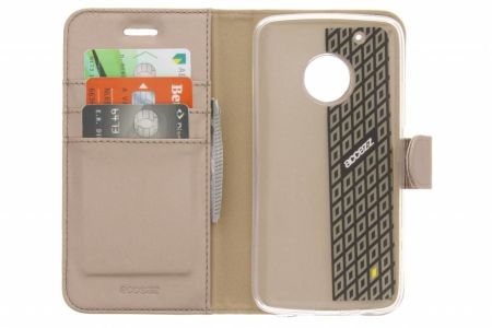 Accezz Goldfarbenes Wallet TPU Klapphülle für Motorola Moto G5 Plus