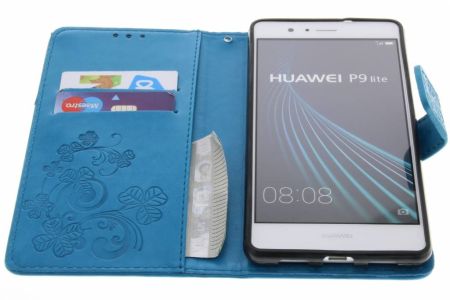 Kleeblumen Klapphülle Türkis für Huawei P9 Lite
