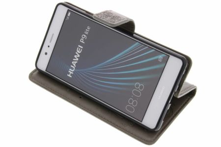 Kleeblumen Klapphülle Grau für Huawei P9 Lite