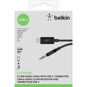 Belkin Rockstar USB-C auf AUX kabel - 0,9 Meter - Schwarz