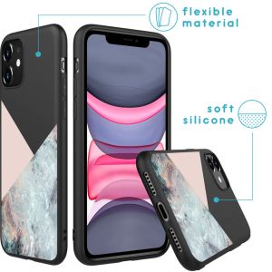 iMoshion Design Hülle iPhone 11 - Marmor - Rosa / Schwarz