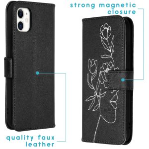iMoshion Design TPU Klapphülle für iPhone 11 - Woman Flower Black