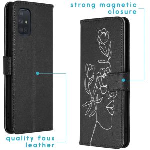 iMoshion Design TPU Klapphülle Galaxy A71 - Woman Flower Black