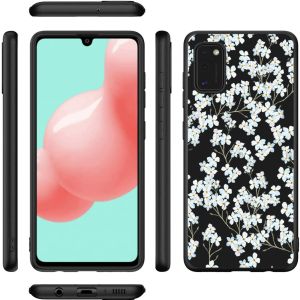 iMoshion Design Hülle Samsung Galaxy A41 - Blume - Weiß / Schwarz