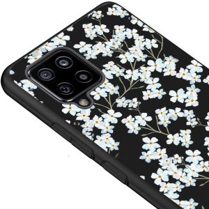 iMoshion Design Hülle Samsung Galaxy A42 - Blume - Weiß / Schwarz