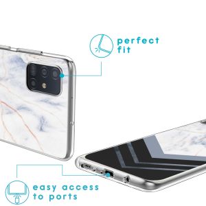 iMoshion Design Hülle Samsung Galaxy A51 - Marmor - Weiß / Schwarz