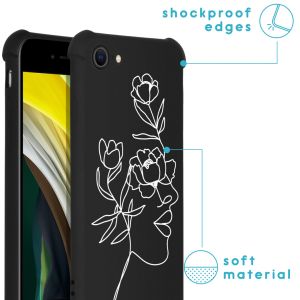 iMoshion Design Hülle mit Band für das iPhone SE (2022 / 2020) / 8 / 7 - Woman Flower Black