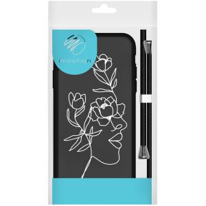 iMoshion Design Hülle mit Band für das iPhone SE (2022 / 2020) / 8 / 7 - Woman Flower Black