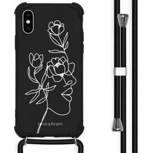 iMoshion Design Hülle mit Band für das iPhone X / Xs - Woman Flower Black