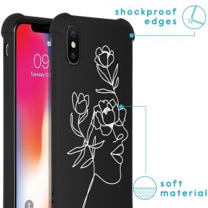 iMoshion Design Hülle mit Band für das iPhone X / Xs - Woman Flower Black