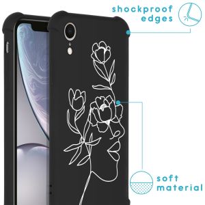 iMoshion Design Hülle mit Band für das iPhone Xr - Woman Flower Black