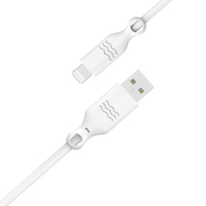 Just Green Lightning-auf-USB-Kabel - Recycelbar - Geflochtene Baumwolle - MFi-Zertifizierung - 2.4A - 1.2 Meter - Weiß
