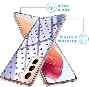 iMoshion Design Hülle Samsung Galaxy S21 - Herzen - Schwarz