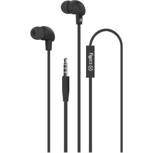 Celly Earphones Stereo 3.5mm Flat Cable - Schwarz