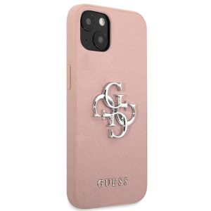 Guess 4G Metal Logo Saffiano Backcover für das iPhone 13 Mini - Rosa