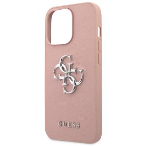 Guess 4G Metal Logo Saffiano Backcover für das iPhone 13 Pro - Rosa