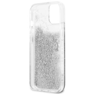 Guess 4G Logo Liquid Glitter Back Cover für das iPhone 13 Mini - Silver