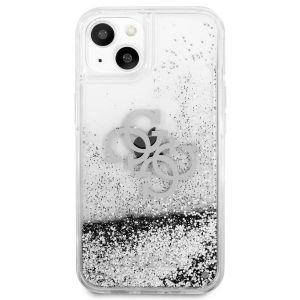 Guess 4G Logo Liquid Glitter Back Cover für das iPhone 13 Mini - Silver