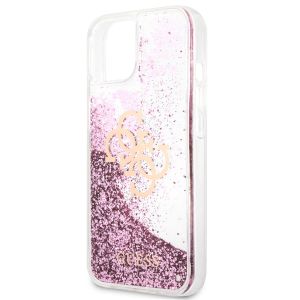 Guess 4G Logo Liquid Glitter Back Cover für das iPhone 13 Mini - Pink