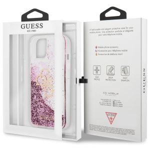Guess 4G Logo Liquid Glitter Back Cover für das iPhone 13 Mini - Pink