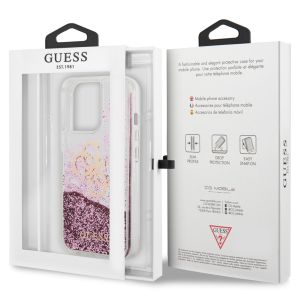 Guess 4G Logo Liquid Glitter Back Cover für das iPhone 13 Pro - Pink