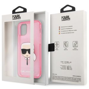 Karl Lagerfeld Karl's Head Silikonhülle Glitter für das iPhone 13 Mini - Transparent Rosa