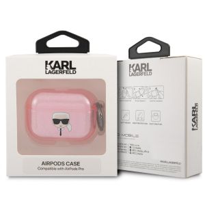 Karl Lagerfeld Karl's Head Silicone Glitter Case für das Apple AirPods Pro - Rosa