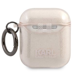 Karl Lagerfeld Karl's Head Silicone Glitter Case für das Apple AirPods 1 / 2 - Gold