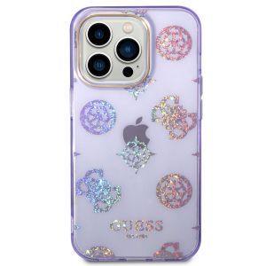Guess Peony Glitter Back Cover für das iPhone 14 Pro - Violett