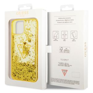 Guess Liquid Glitter Back Cover für das iPhone 14 - Gelb